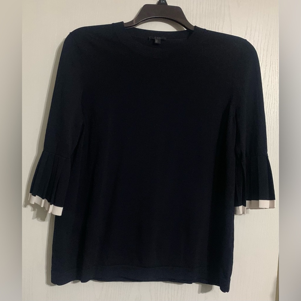 COS Black Top with White Trimmed Ruffle Sleeves - Picture 2 of 6
